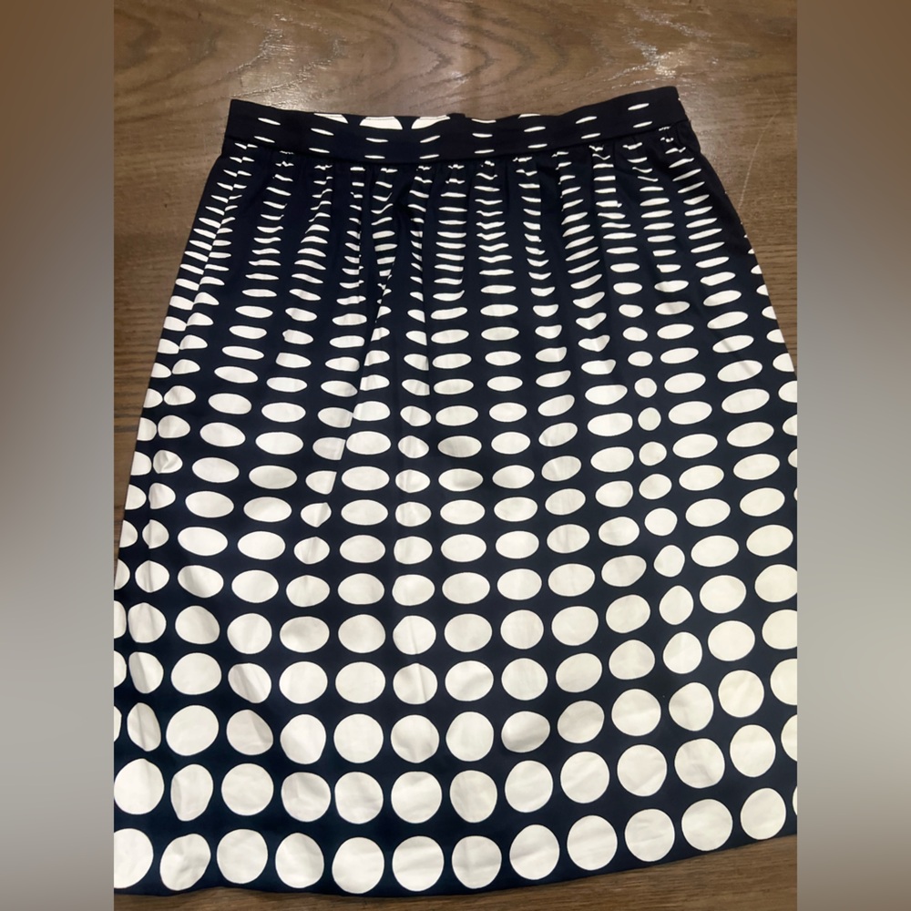 J. Crew Navy and White Polka‎ Dot Skirt !-/:;